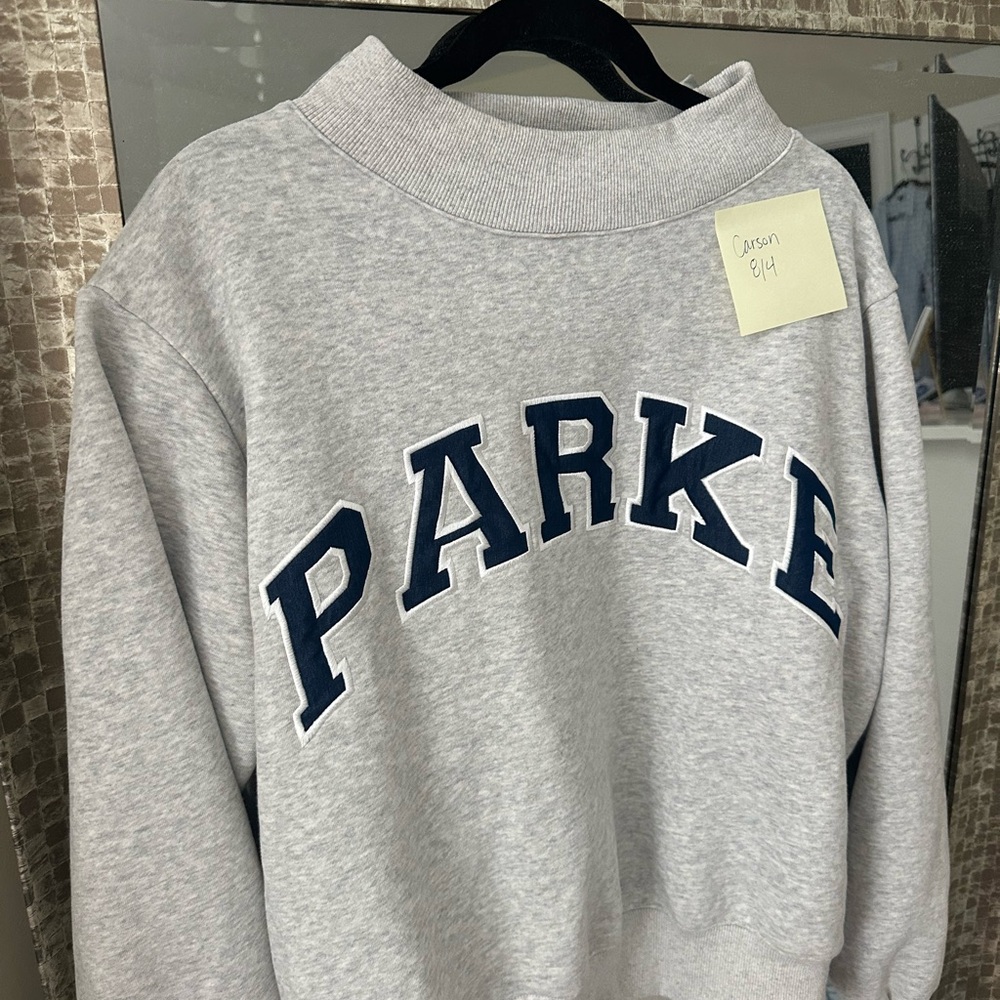 PARKE Light Gray & Navy mockneck S/M